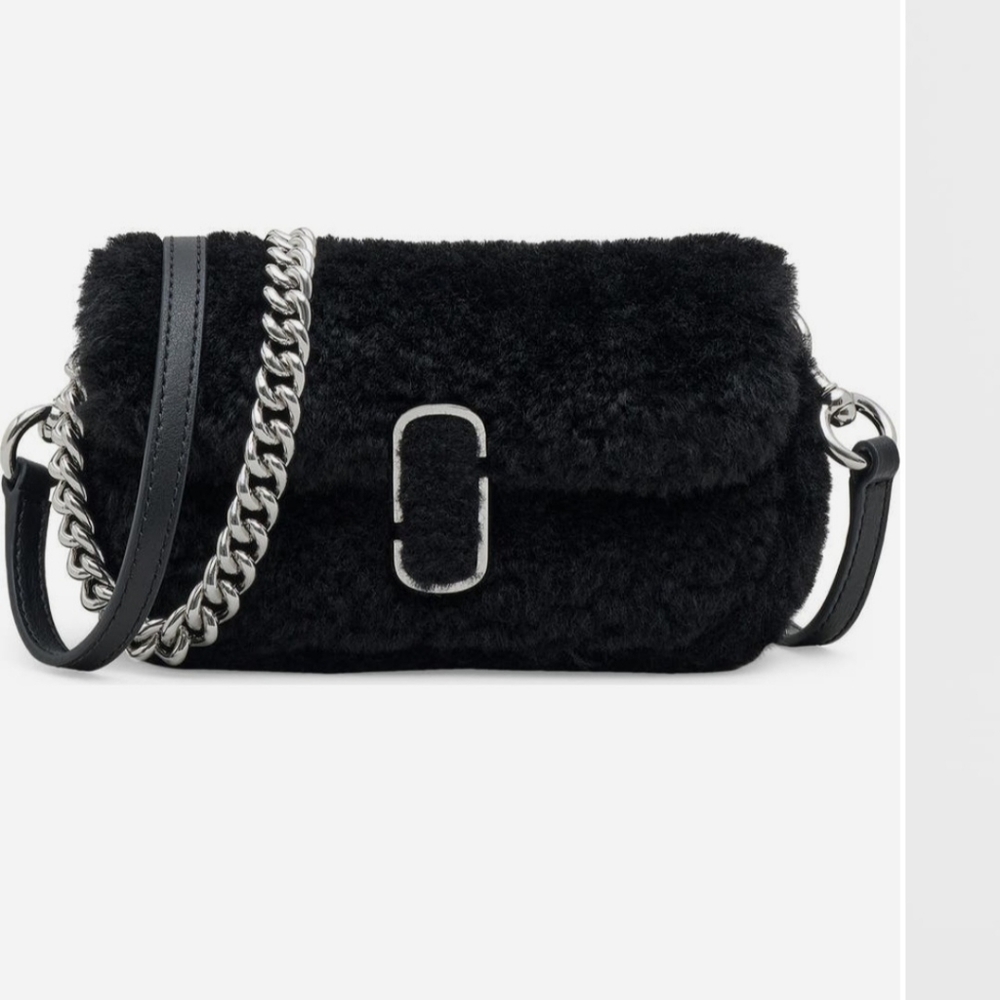 Marc Jacobs Mini The  Teddy J Marc Faux Fur Shoulder Crossbody Bag Black NWT